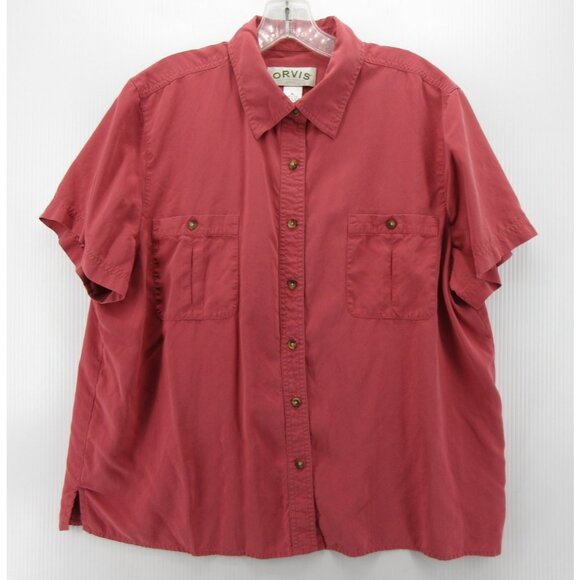 Orvis Top XL Salmon Silk Shirt Button Down Camp Pockets Field Utility - Picture 1 of 8